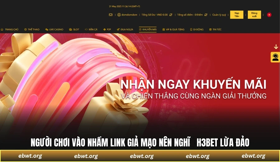 Người chơi vào nhầm link giả mạo nên nghĩ H3BET lừa đảo